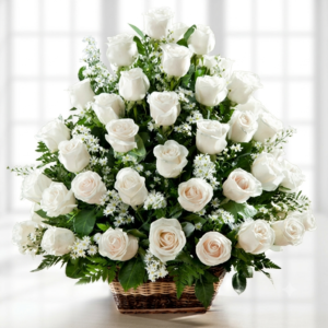 Cesta de Rosas Blancas